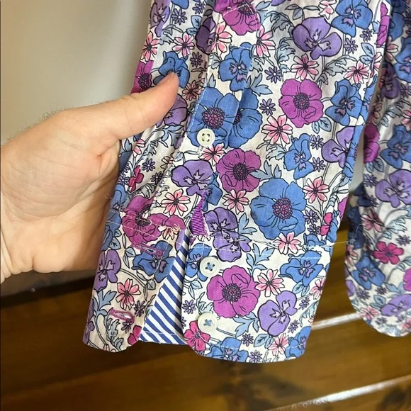 Talbots Purple and Blue Floral Button Down Cotton Top- M - Picture 4 of 5